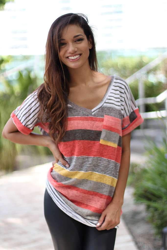 Casual Short sleeve Stripe T-Shirts