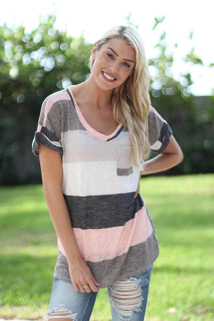 Casual Short sleeve Stripe T-Shirts