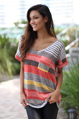 Casual Short sleeve Stripe T-Shirts