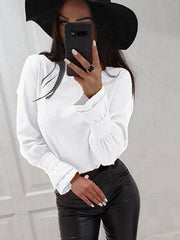 Round neck long sleeve plain stylish Blouses