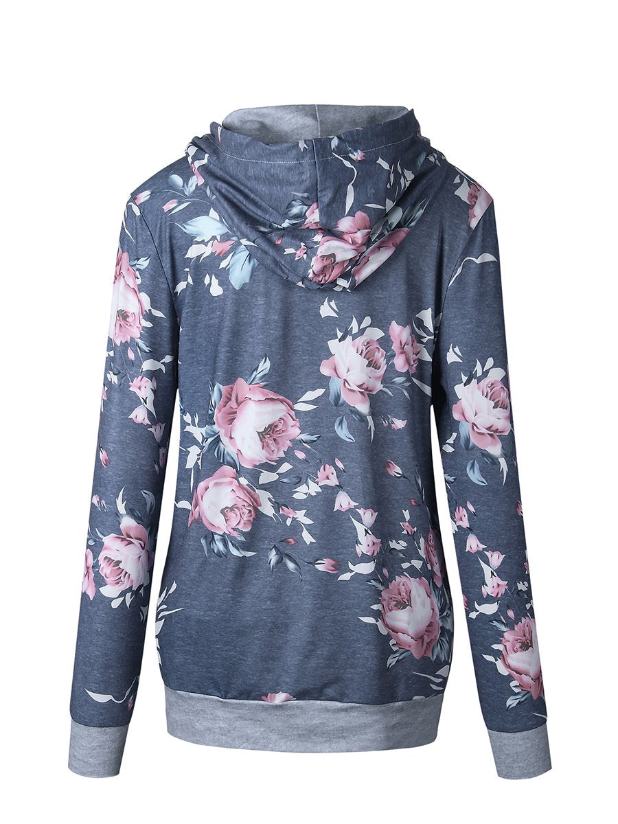 Woman Daily Grey Blossom Baseball Floral Hoodies