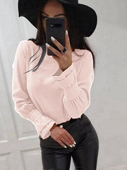 Round neck long sleeve plain stylish Blouses