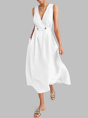 Women deep v neck sleeveless big hem maxi dresses