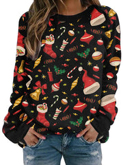 Christmas printed round neck long-sleeved fleece sweatshirts