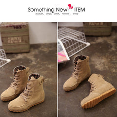 Woman Autumn Casual Tie High Leg Boots Increased Within Shoes