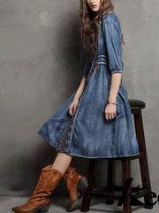 Woman Fashion Skater Denim Dress