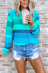 Rainbow Striped Multicolor Thin Tops Sweatshirts