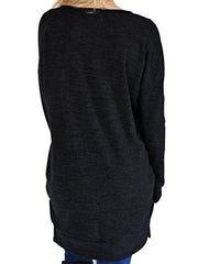 V-Neck Plain  Long Sleeve  T-Shirt