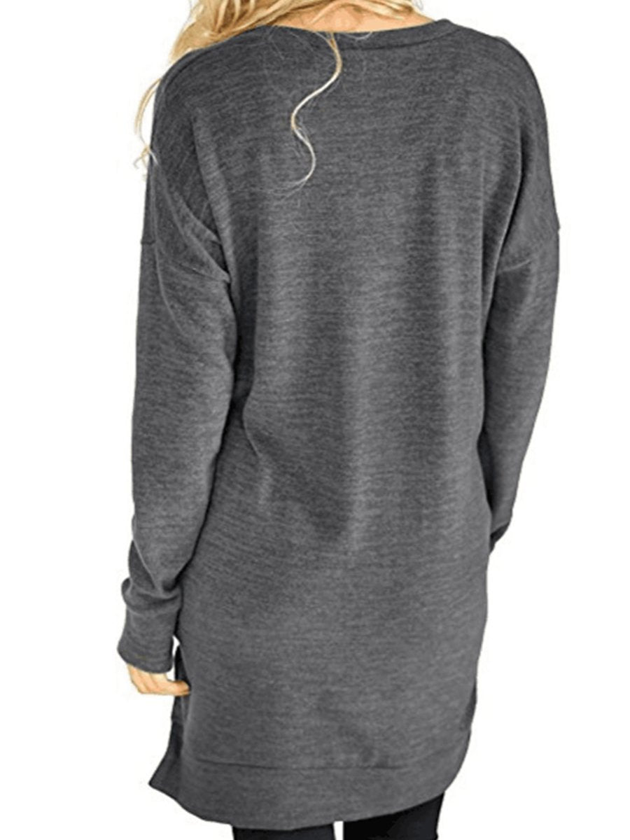 V-Neck Plain  Long Sleeve  T-Shirt