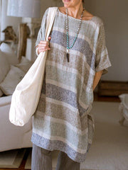 Casual Pockets Shift Striped Dresses