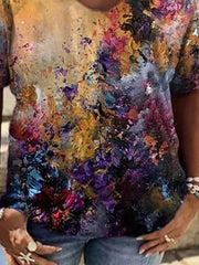 Casual loose floral print short-sleeved top