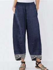 Casual Linen Floral Pants