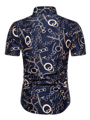 Mens Fashion Print Casual Short-Sleeved Shirt
