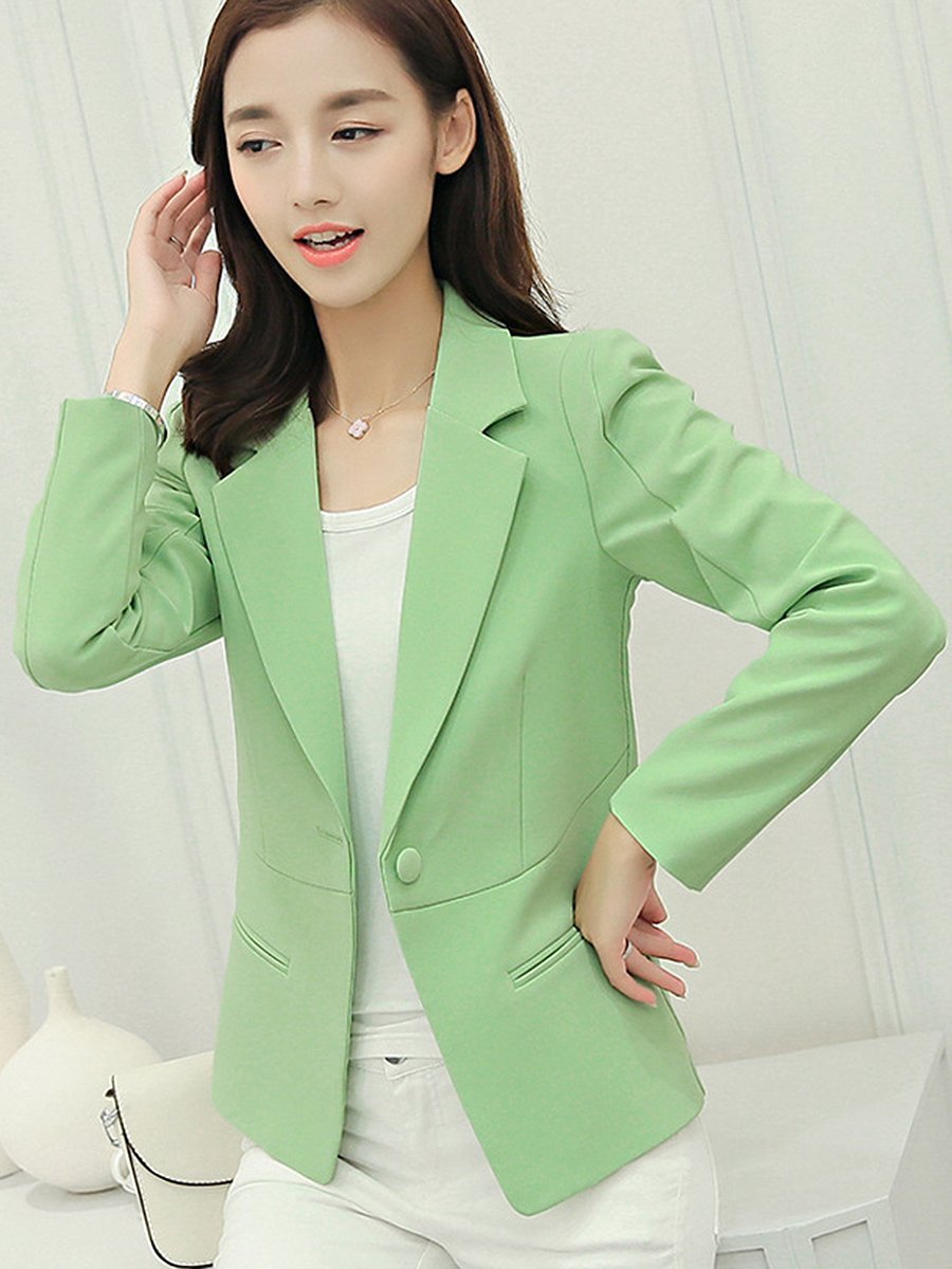 Awesome Notch Lapel Single Button Plain Blazer