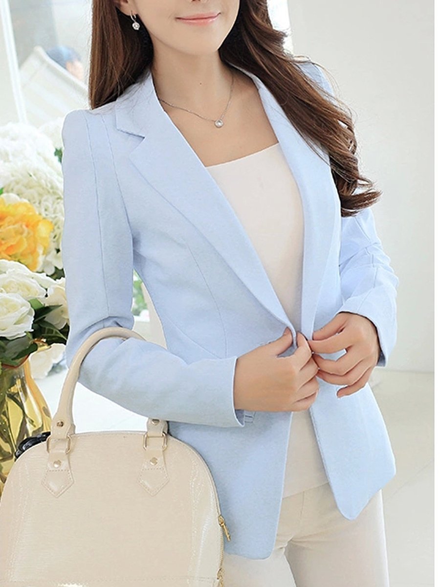 Awesome Notch Lapel Single Button Plain Blazer