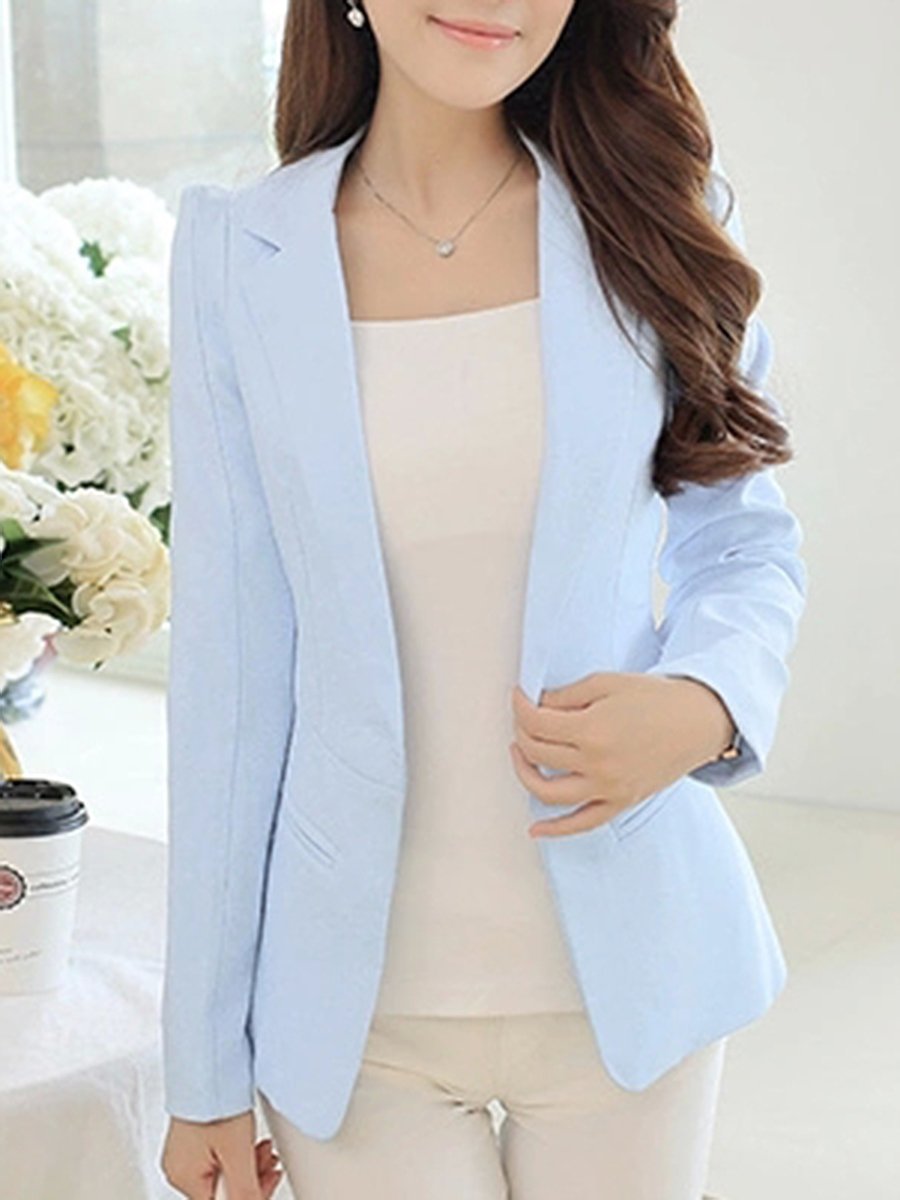 Awesome Notch Lapel Single Button Plain Blazer