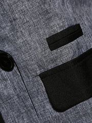 Color Block Notch Lapel Single Button Long Sleeve Blazer