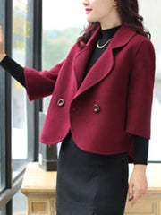 Loose Lapel Plain Woolen Blazer