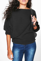 Round Neck  Plain  Batwing Sleeve Sweaters