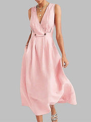 Women deep v neck sleeveless big hem maxi dresses