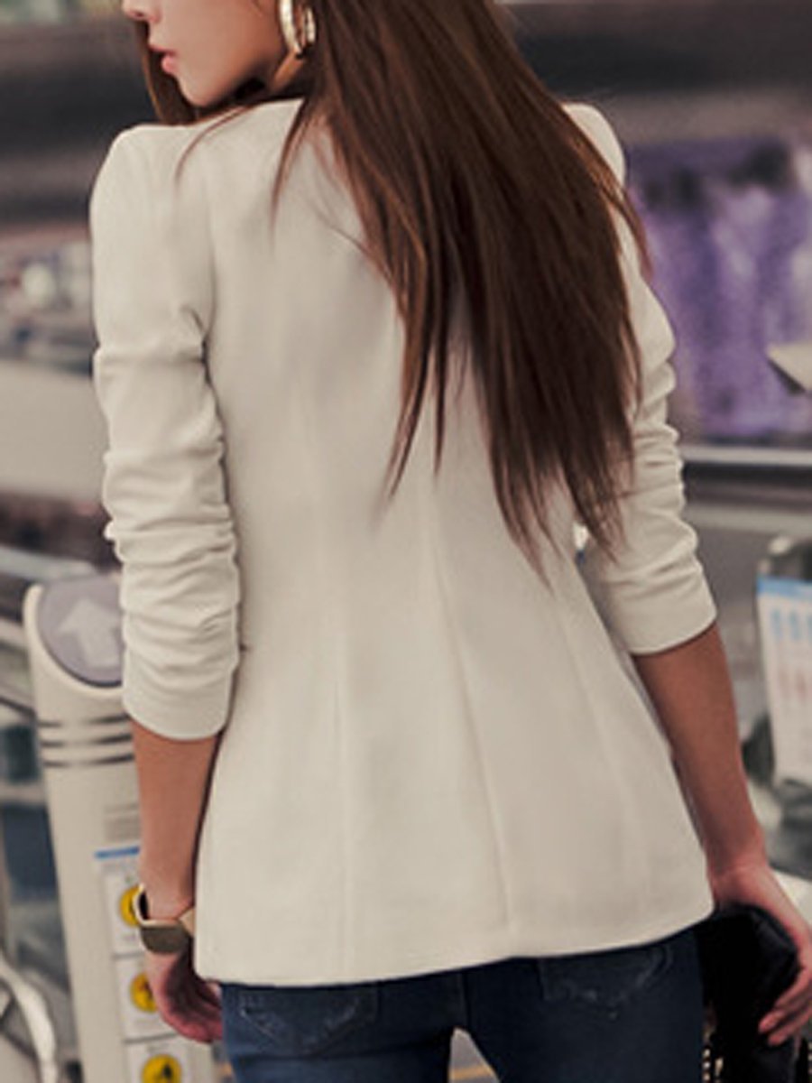 Modern Collarless Contrast Trim Blazer