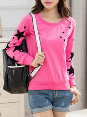 Round Neck Star Embroidery Sweatshirt