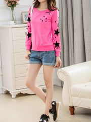 Round Neck Star Embroidery Sweatshirt