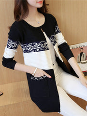 Color Block Printed Patch Pocket Cardigan