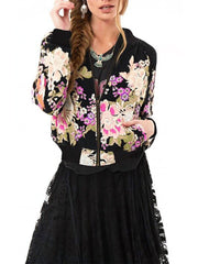 Band Collar  Floral Printed Jacket