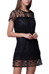 Round Neck  Tassel  Lace Plain Casual Dresses