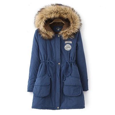 Winter Jackets Women Fur Collar Long Parka Hoodies Cotton Outwear