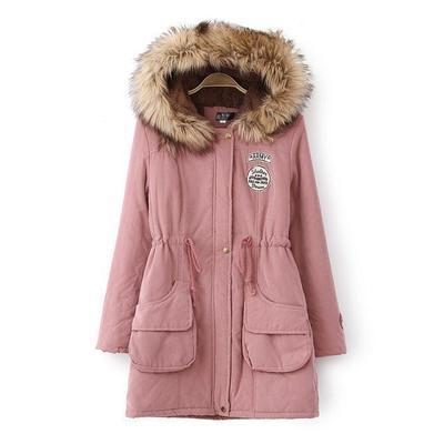 Winter Jackets Women Fur Collar Long Parka Hoodies Cotton Outwear