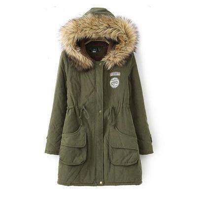 Winter Jackets Women Fur Collar Long Parka Hoodies Cotton Outwear