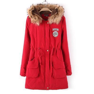 Winter Jackets Women Fur Collar Long Parka Hoodies Cotton Outwear