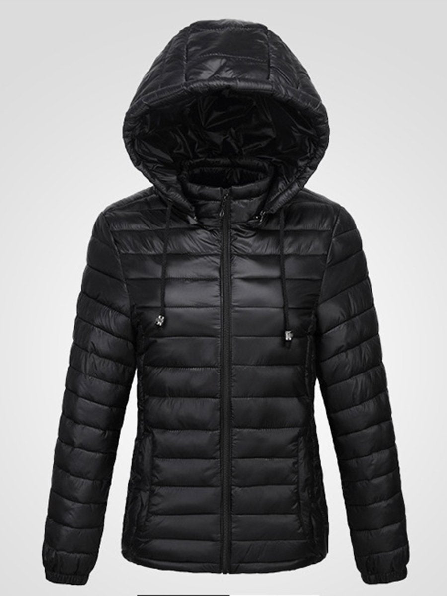 Basic Hooded Quilted Plain Padded Coat