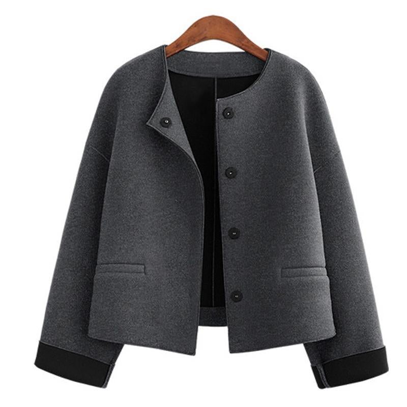 Round Neck Loose Short Jacket Woolen Coat Wild Cardigan