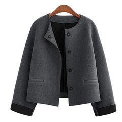 Round Neck Loose Short Jacket Woolen Coat Wild Cardigan