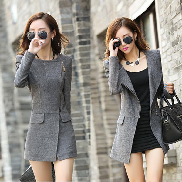 Woolen Blend Coat Slim Wool Coat Cashmere Outwear