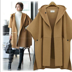 Elegant Retro Cloak Woolen  Wool Coat Thick Overcoat