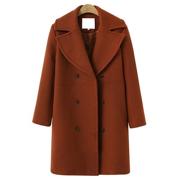 Women's Long Wool Coat Windbreaker Woolen Jacket Coat