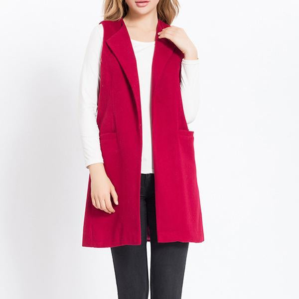 Sleeveless Loose Wool Woolen Jacket Outwear