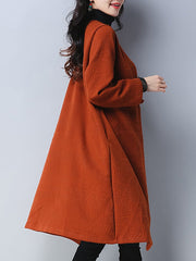 Collarless Single Button Plain Pocket Trench Coat