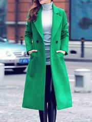 Slim Long Woolen Coats Thick Outerwear