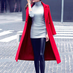 Slim Long Woolen Coats Thick Outerwear