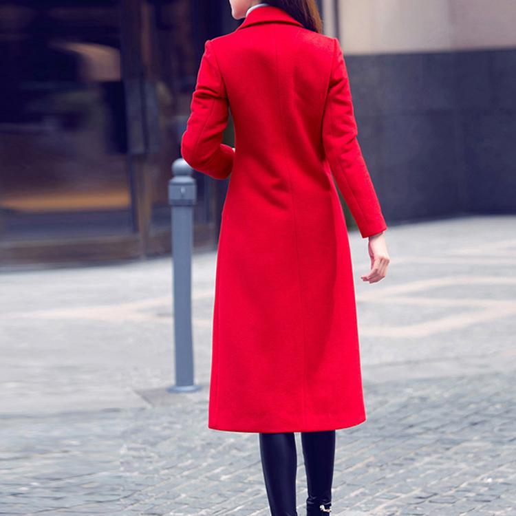 Slim Long Woolen Coats Thick Outerwear