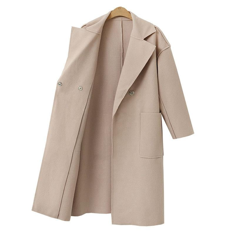 Women's Solid Color Cashmere Long Woolen Coat