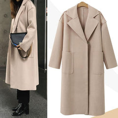 Women's Solid Color Cashmere Long Woolen Coat