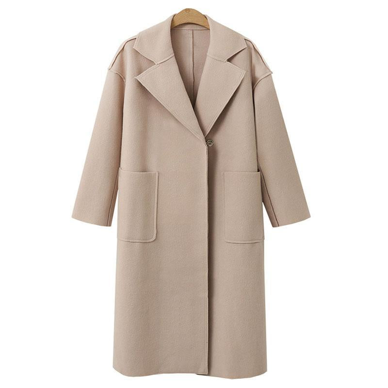 Women's Solid Color Cashmere Long Woolen Coat