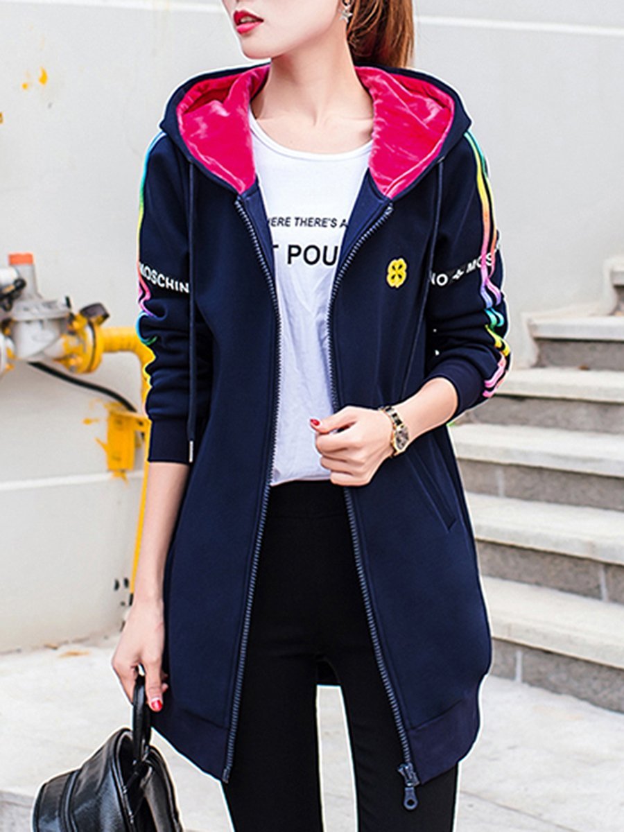 Casual Pocket  Striped Hoodie
