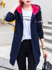 Casual Pocket  Striped Hoodie